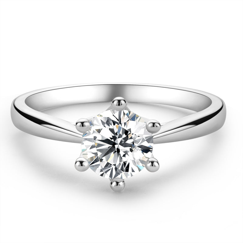 925 Sterling Silver  Classic Round Cut CZ Diamond Crown Solitaire Rings 2