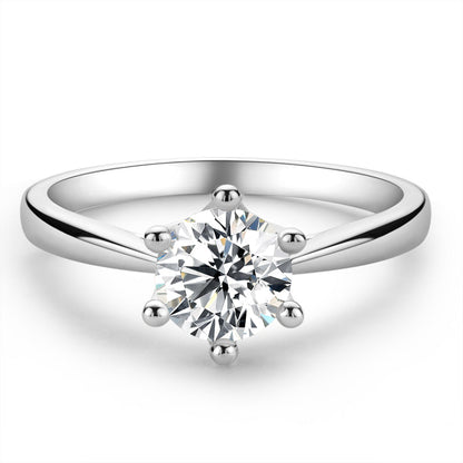 925 Sterling Silver  Classic Round Cut CZ Diamond Crown Solitaire Rings 2