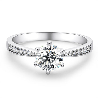 925 Sterling Silver Classic Round Cut CZ Six Prong Solitaire Ring 11