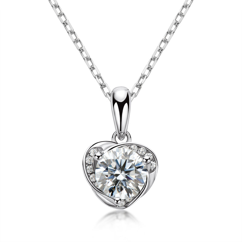 925 Sterling Silver Classic Brilliant Round CZ Heart-shaped Pendant Necklace 2