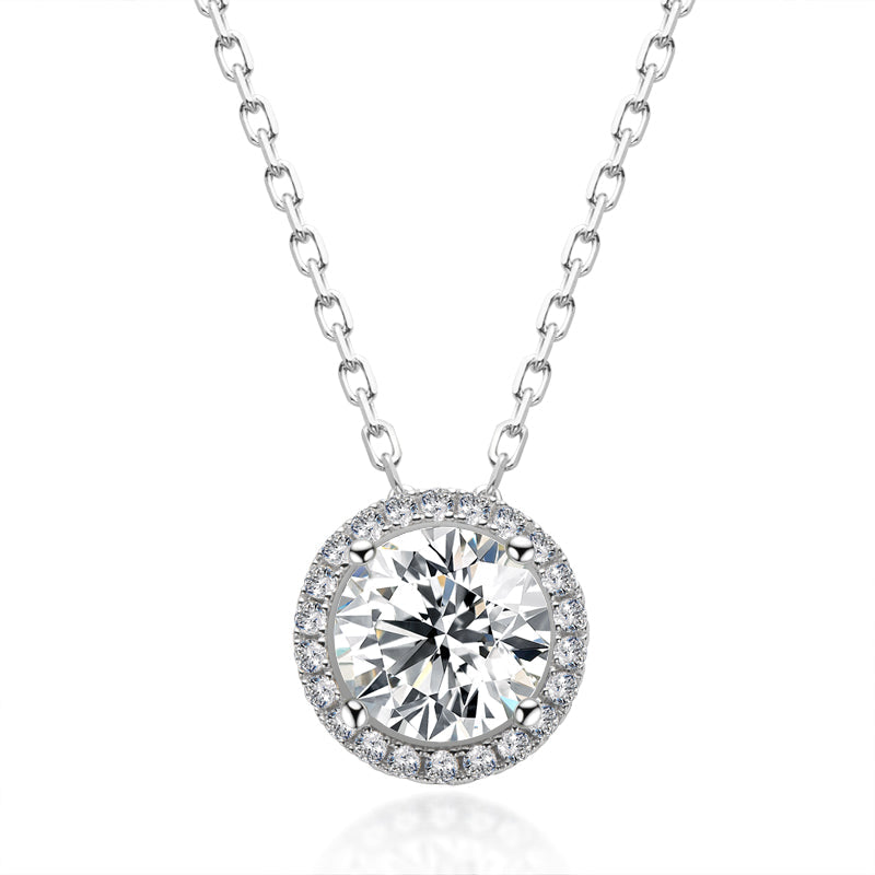 925 Sterling Silver Classic Brilliant Round CZ Pendant Necklace 2