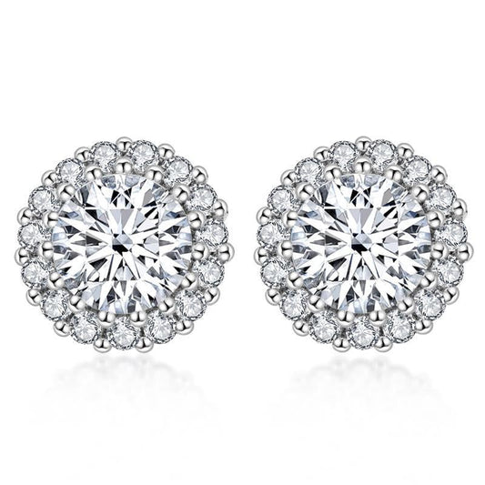 925 Sterling Silver Round Cubic Zirconia Stud Earrings 1