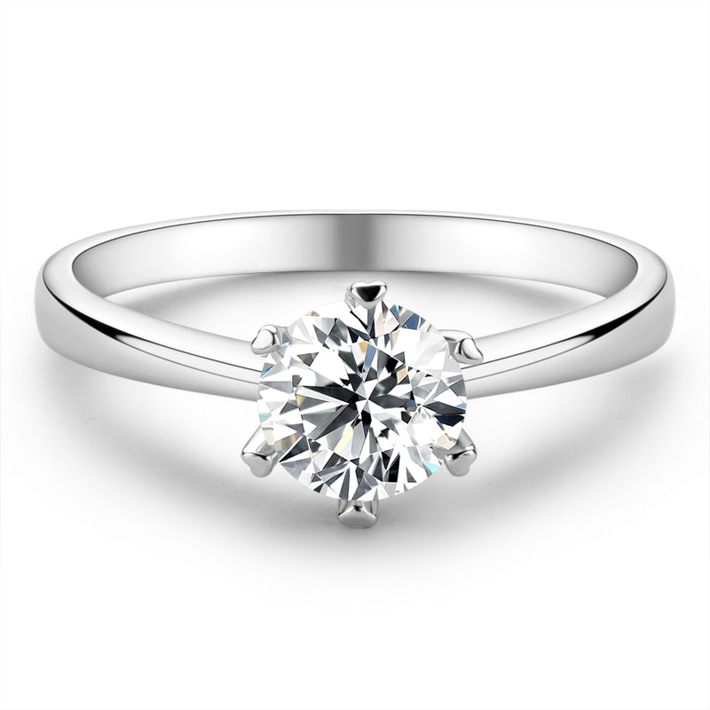 925 Sterling Silver Classic Round Cut CZ Six Prong Solitaire Ring 2