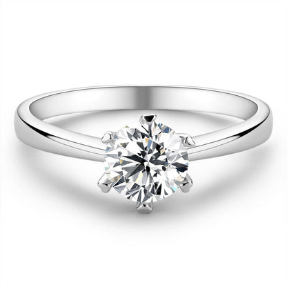 925 Sterling Silver Classic Round Cut CZ Six Prong Solitaire Ring 2