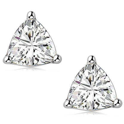 925 Sterling Silver Trillion Cut Solitaire Moissanite Stud Earrings 1