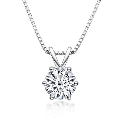 925 Sterling Silver Classic Brilliant Round CZ Pendant Necklace 3