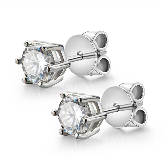 925 Sterling Silver Classic Round Cut Cubic Zirconia Stud Earrings 1