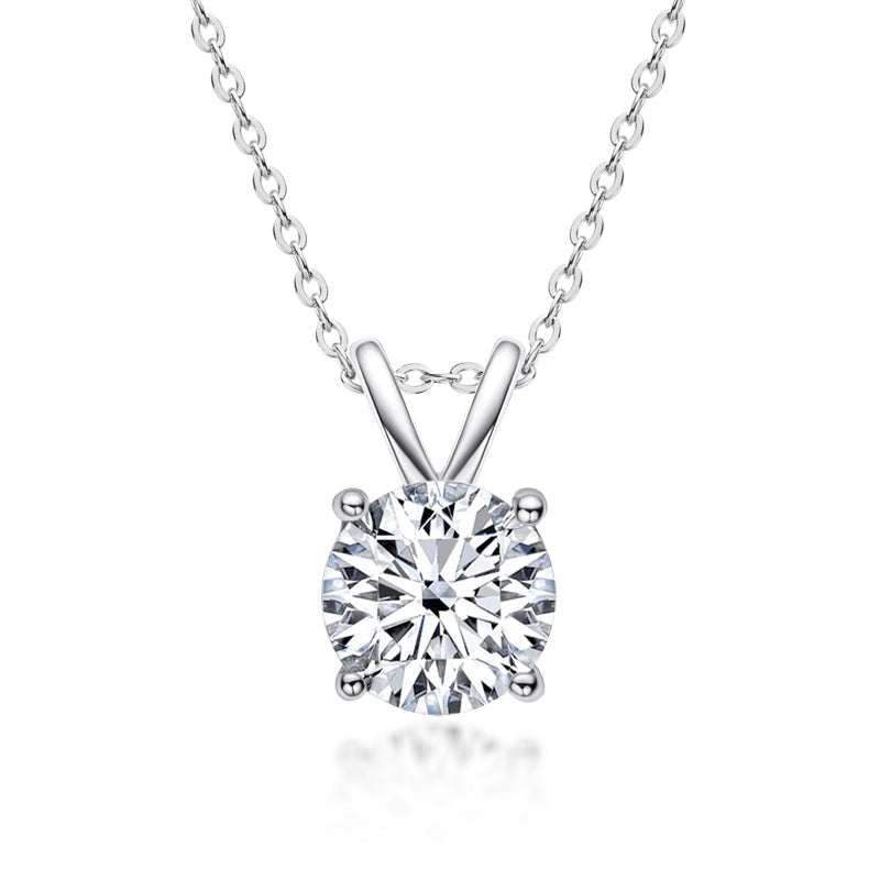 925 Sterling Silver Brilliant Round CZ Pendant Necklace 2