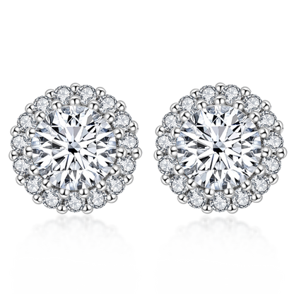 925 Sterling Silver Round Cubic Zirconia Stud Earrings 16