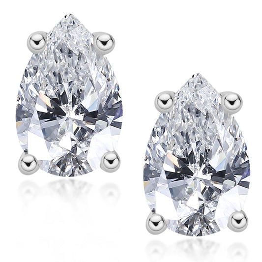 925 Sterling Silver Classic Pear Cut Cubic Zirconia Stud Earrings 1