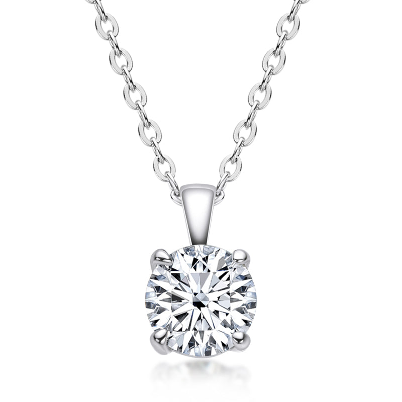 925 Sterling Silver Brilliant Round CZ Pendant Necklace 2