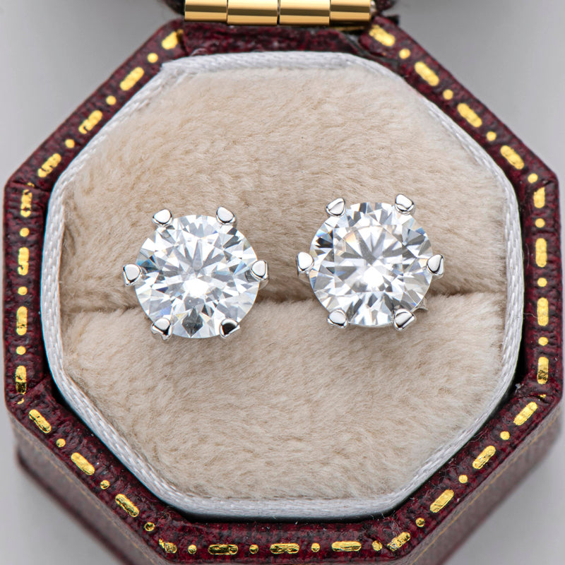 925 Sterling Silver Classic Round Cut Cubic Zirconia Stud Earrings 2