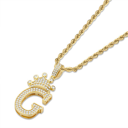 925 Sterling Silver Round Cut Created Diamond Hip Hop Micro Pave The Letter G Pendant Necklace 3