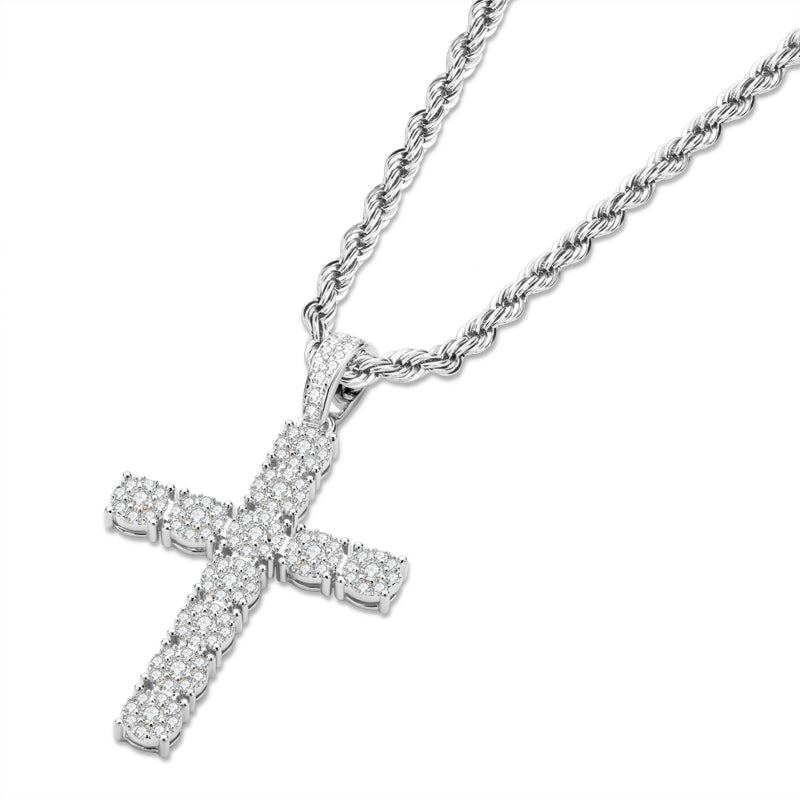 925 Sterling Silver Personalized Cross Long Chain Cool Men Pendant Necklace 3