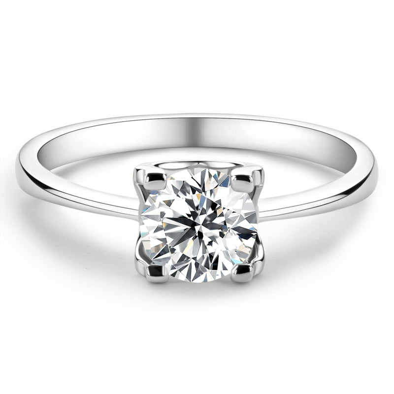 925 Sterling Silver Classic Round Cut CZ Solitaire Ring 7