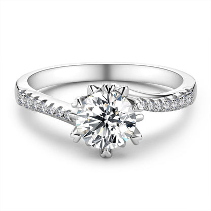 925 Sterling Silver Classic Round Cut CZ Twisted Ring 1