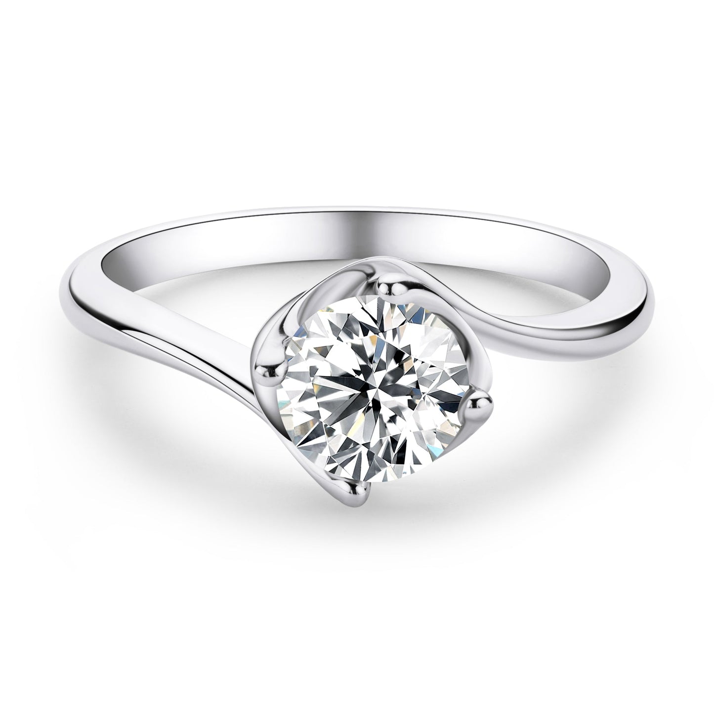 925 Sterling Silver Classic Round Cut CZ Bud Solitaire Rings 2