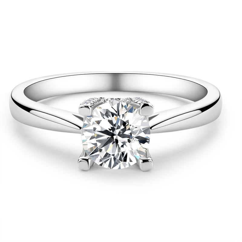 925 Sterling Silver  Classic Round Cut CZ HW Letter Solitaire Ring 7