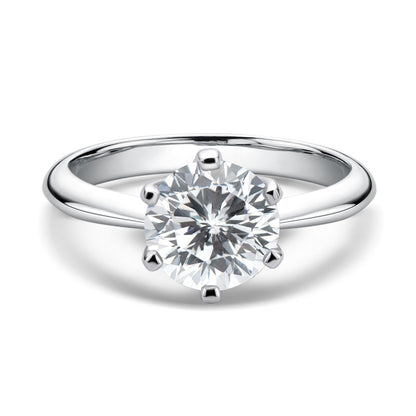 925 Sterling Silver Classic Round Brilliant Cut CZ Solitaire Ring 17