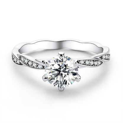 925 Sterling Silver Classic Round Cut CZ Twist Ring 3