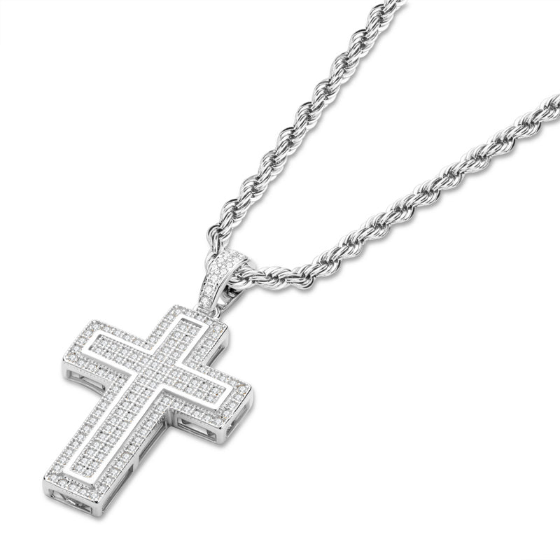 925 Sterling Silver Personalized Multilayer Cross Long Chain Cool Pendant Necklace 3