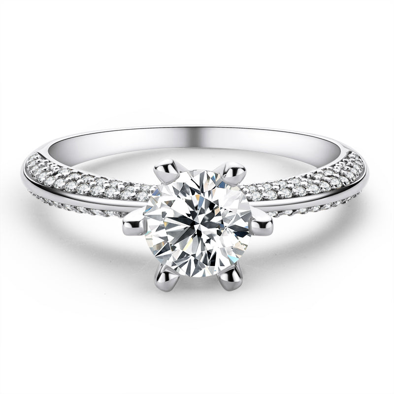 925 Sterling Silver Classic Six Prong Round Cut CZ Ring 6