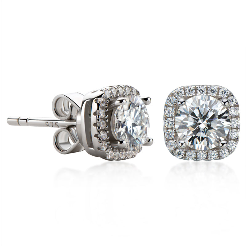 925 Sterling Silver Classic Round Cut Cubic Zirconia Stud Earrings 1