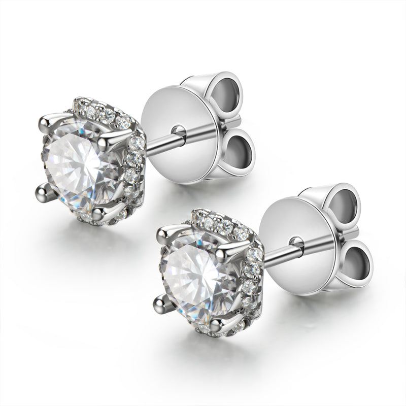 925 Sterling Silver Classic Round Cut Stud Earrings 7