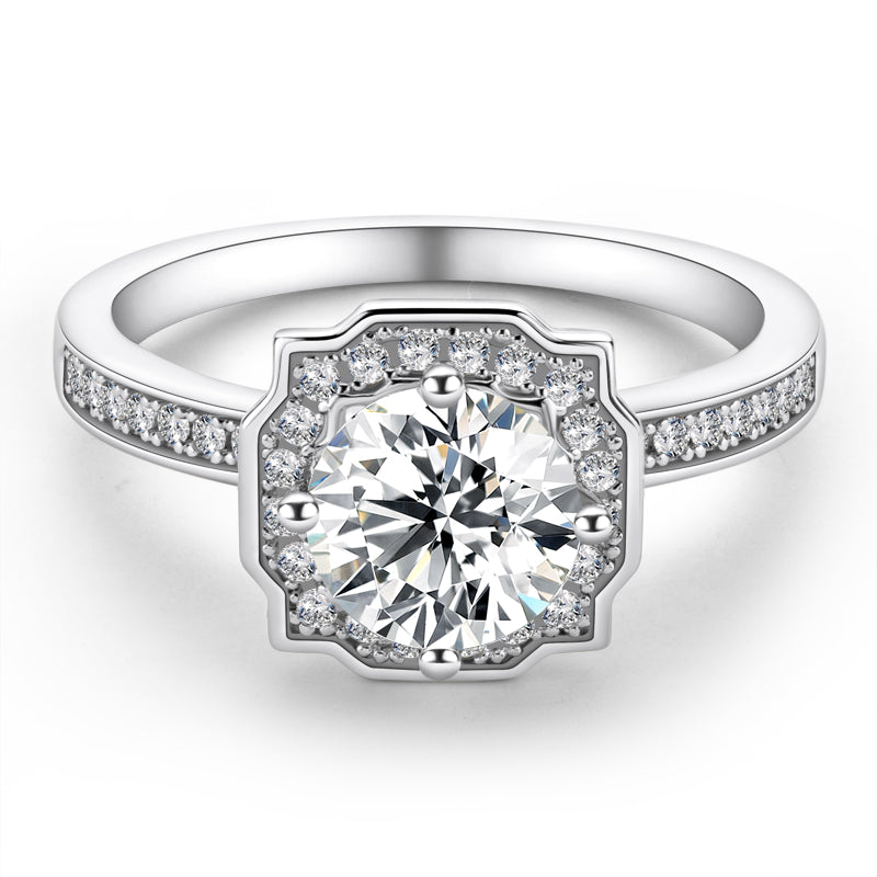 925 Sterling Silver  Classic Round Cut CZ Halo Ring 2