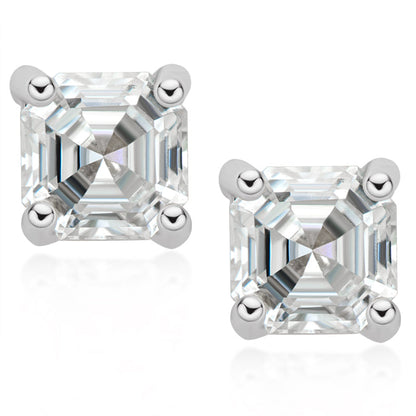 925 Sterling Silver Asscher Cut Cubic Zirconia Earrings 1