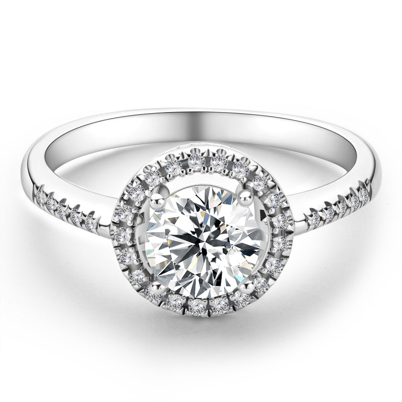 925 Sterling Silver  Classic Round Cut CZ Halo Ring 2