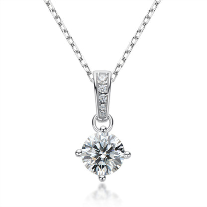 925 Sterling Silver Classic Brilliant Round CZ Pendant Necklace 2