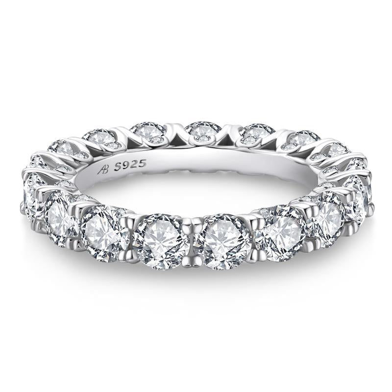 925 Sterling Silver Round Created CZ Full Eternity Ring 2