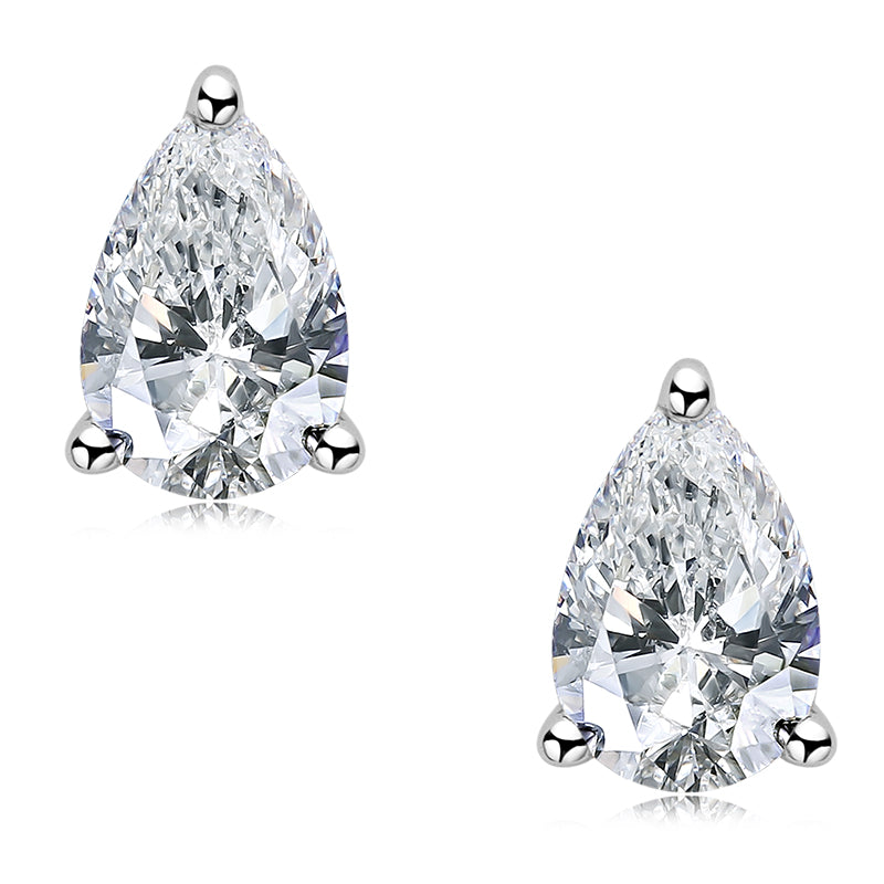 925 Sterling Silver Pear Shaped Cubic Zirconia Stud Earrings 8