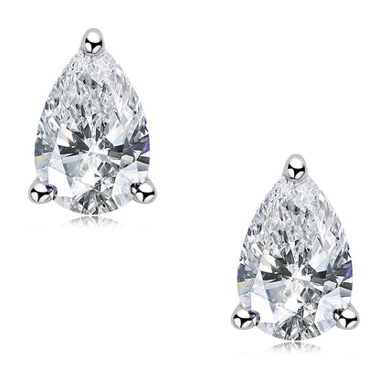 925 Sterling Silver Pear Shaped Cubic Zirconia Stud Earrings 8