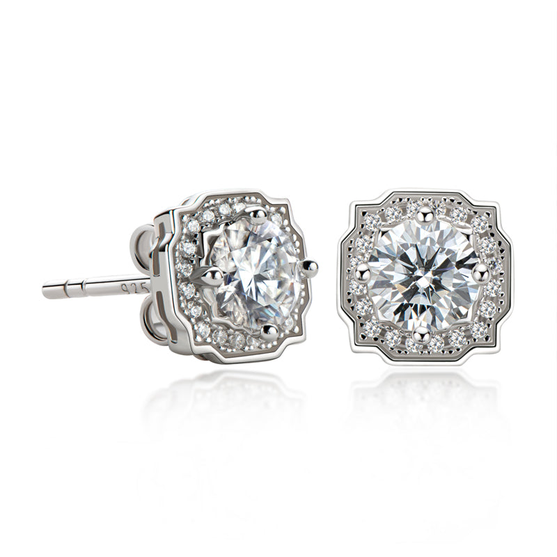 925 Sterling Silver Classic Round Cut Stud Earrings 1