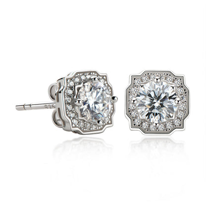 925 Sterling Silver Classic Round Cut Stud Earrings 1