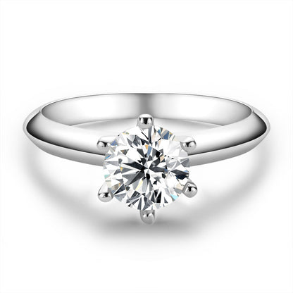 925 Sterling Silver Classic Round Cut CZ Six Prong Solitaire Ring 2