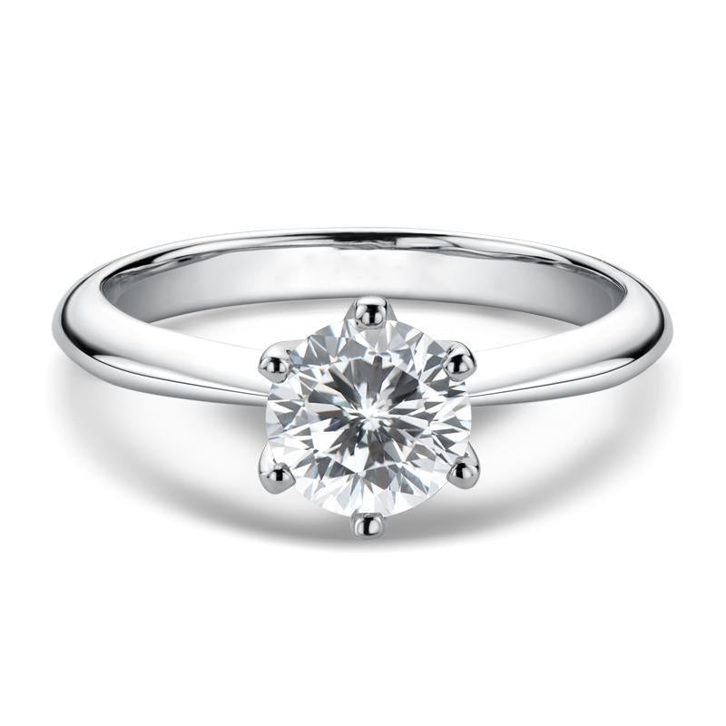 925 Sterling Silver Classic Round Brilliant Cut CZ Solitaire Ring 1