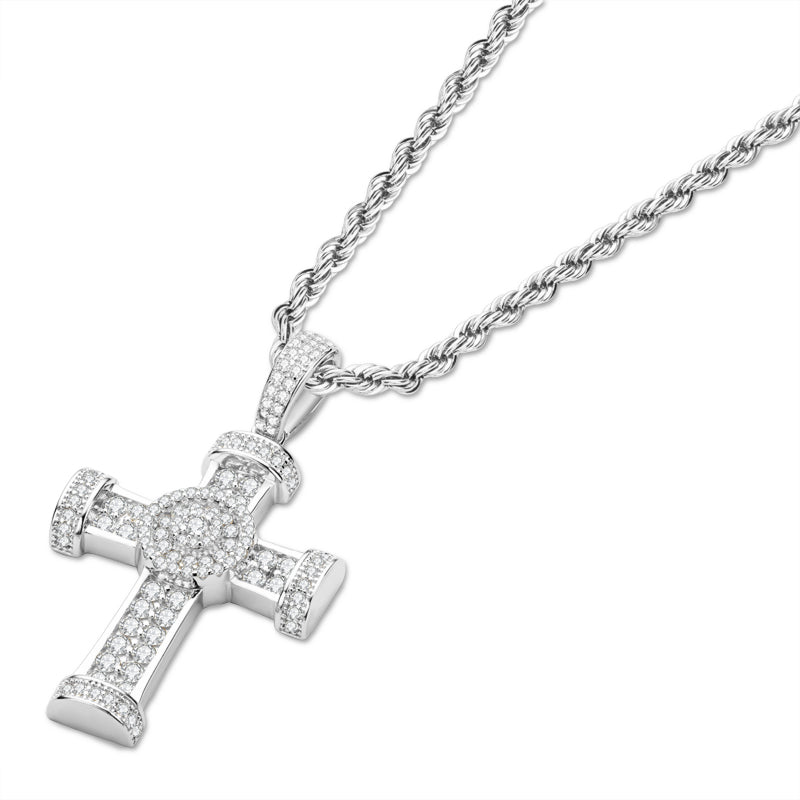 925 Sterling Silver Personalized Cross Hip Hop Long Chain Cool Pendant Necklace 3