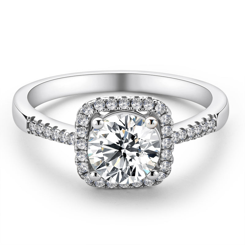 925 Sterling Silver  Classic Round Cut CZ Halo Ring 2