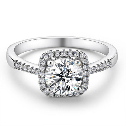 925 Sterling Silver  Classic Round Cut CZ Halo Ring 2