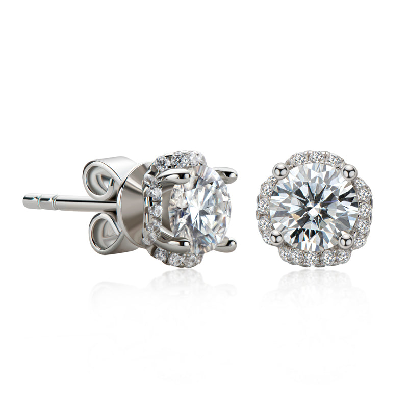 925 Sterling Silver Classic Round Cut Stud Earrings 1