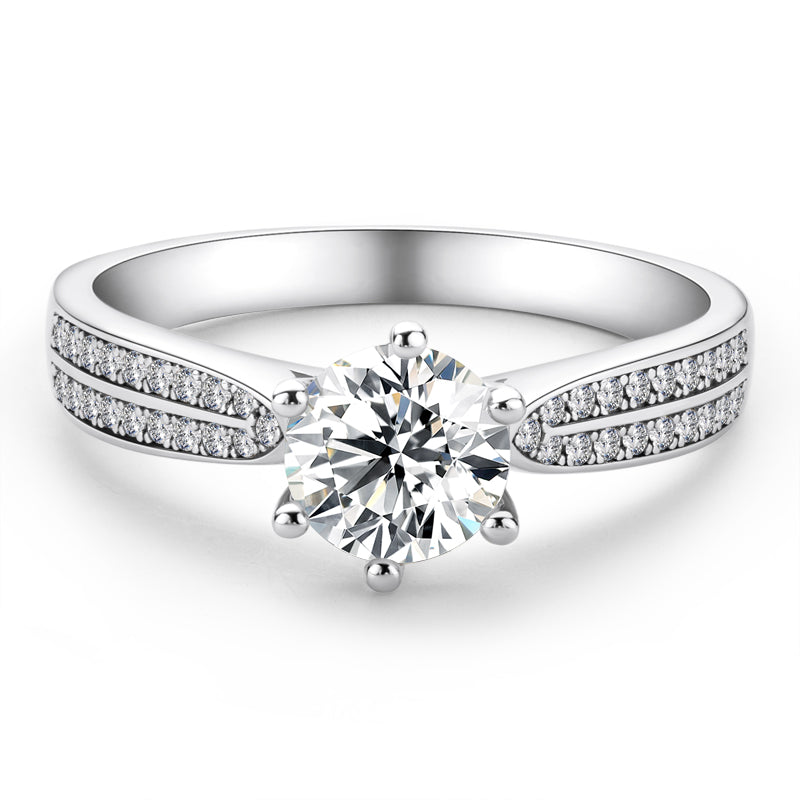 925 Sterling Silver Classic Six Prong Round Cut CZ  Ring 7