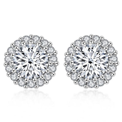 925 Sterling Silver Round Cubic Zirconia Stud Earrings 17