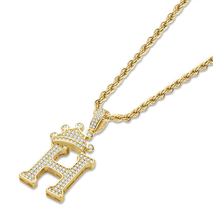 925 Sterling Silver Round Cut Created Diamond Hip Hop Micro Pave The Letter H Pendant Necklace 3