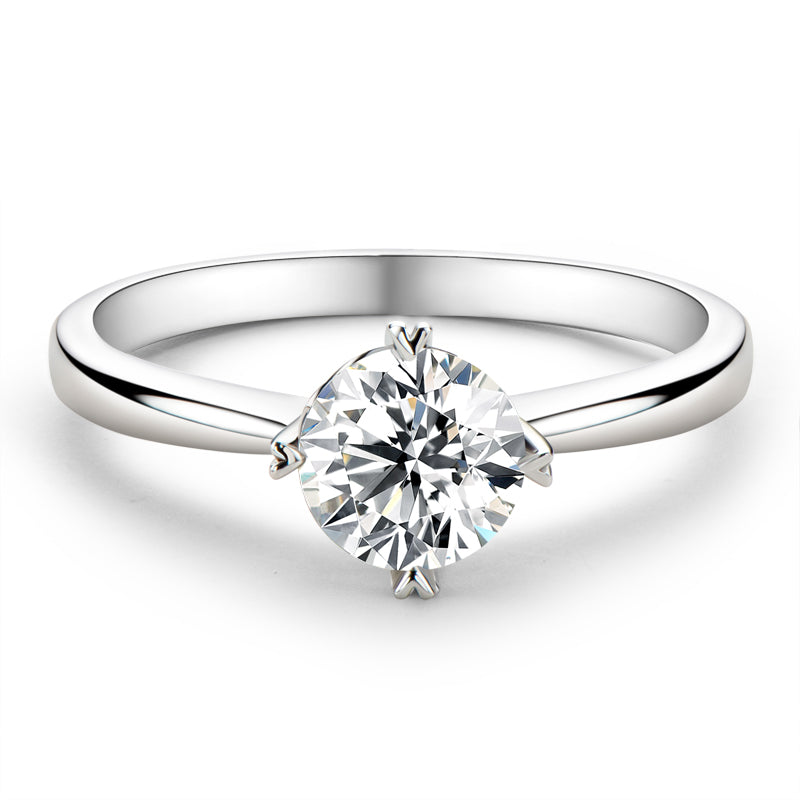 925 Sterling Silver  Classic Round Cut CZ Four Prong Solitaire Ring 1