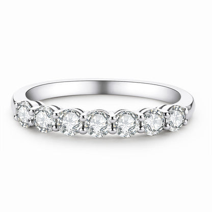 925 Sterling Silver Round Cut CZ Half Eternity Ring 2