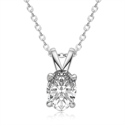 925 Sterling Silver Oval Shaped Brilliant CZ Pendant Necklace 3