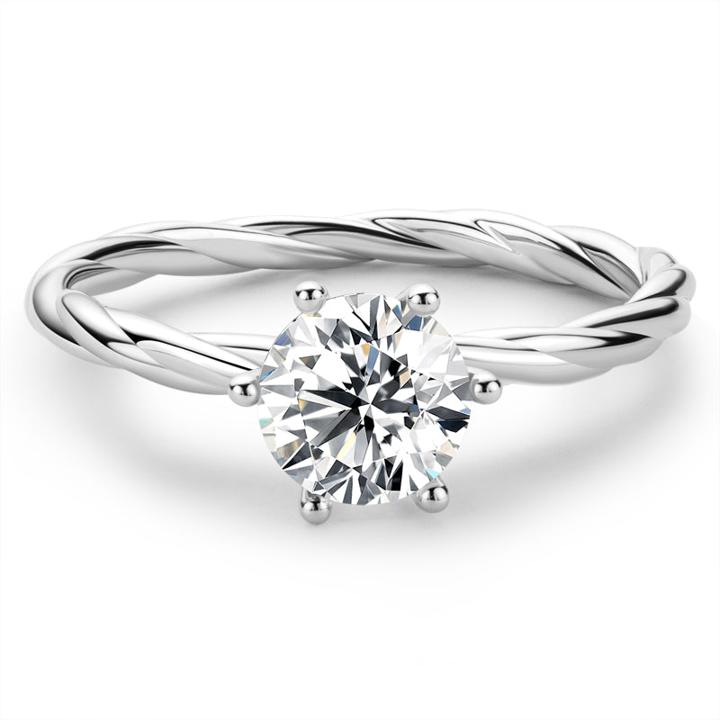 925 Sterling Silver Classic Round Cut CZ Diamond Vine Solitaire Ring 2